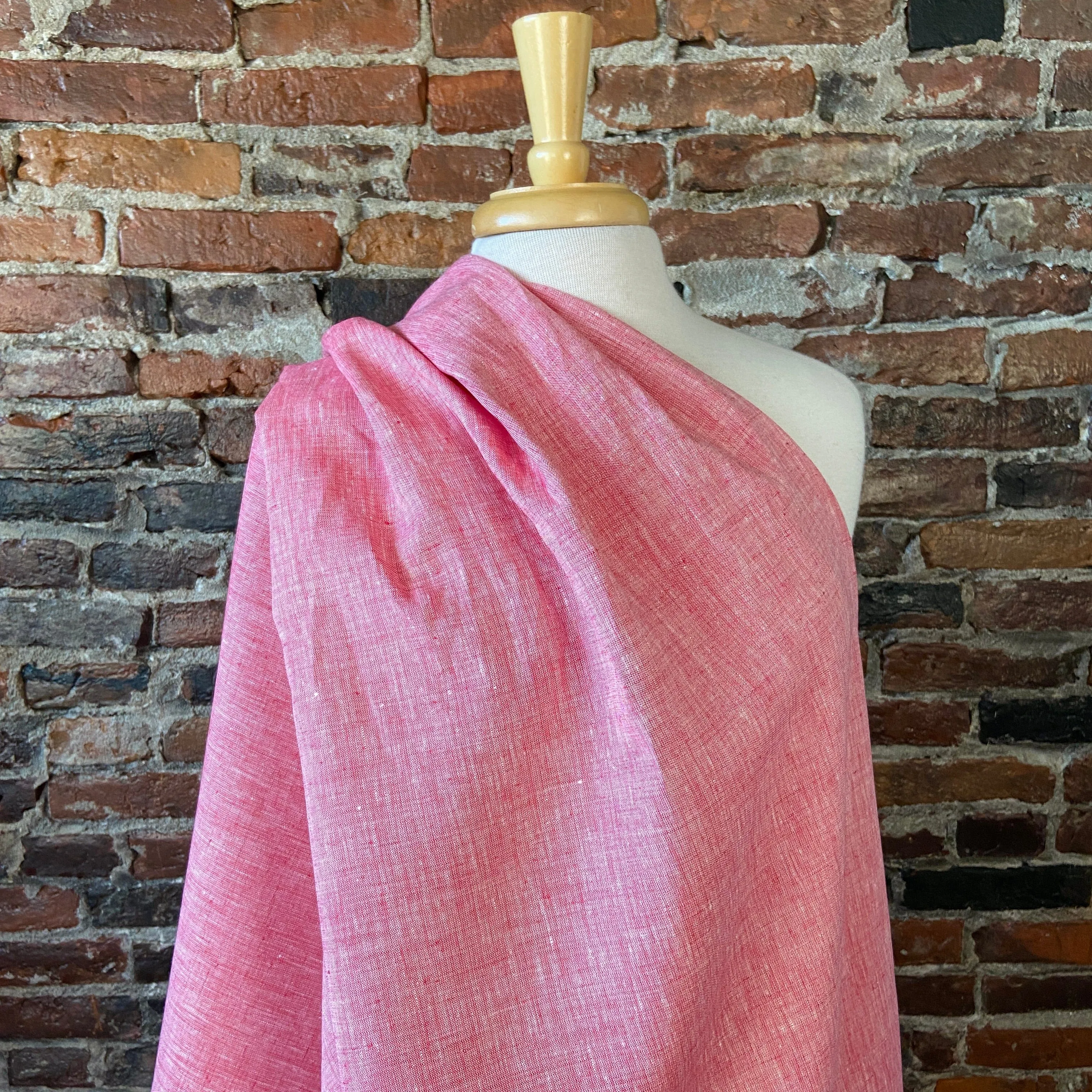 100% Yarn Dyed Linen in Strawberries and Cream