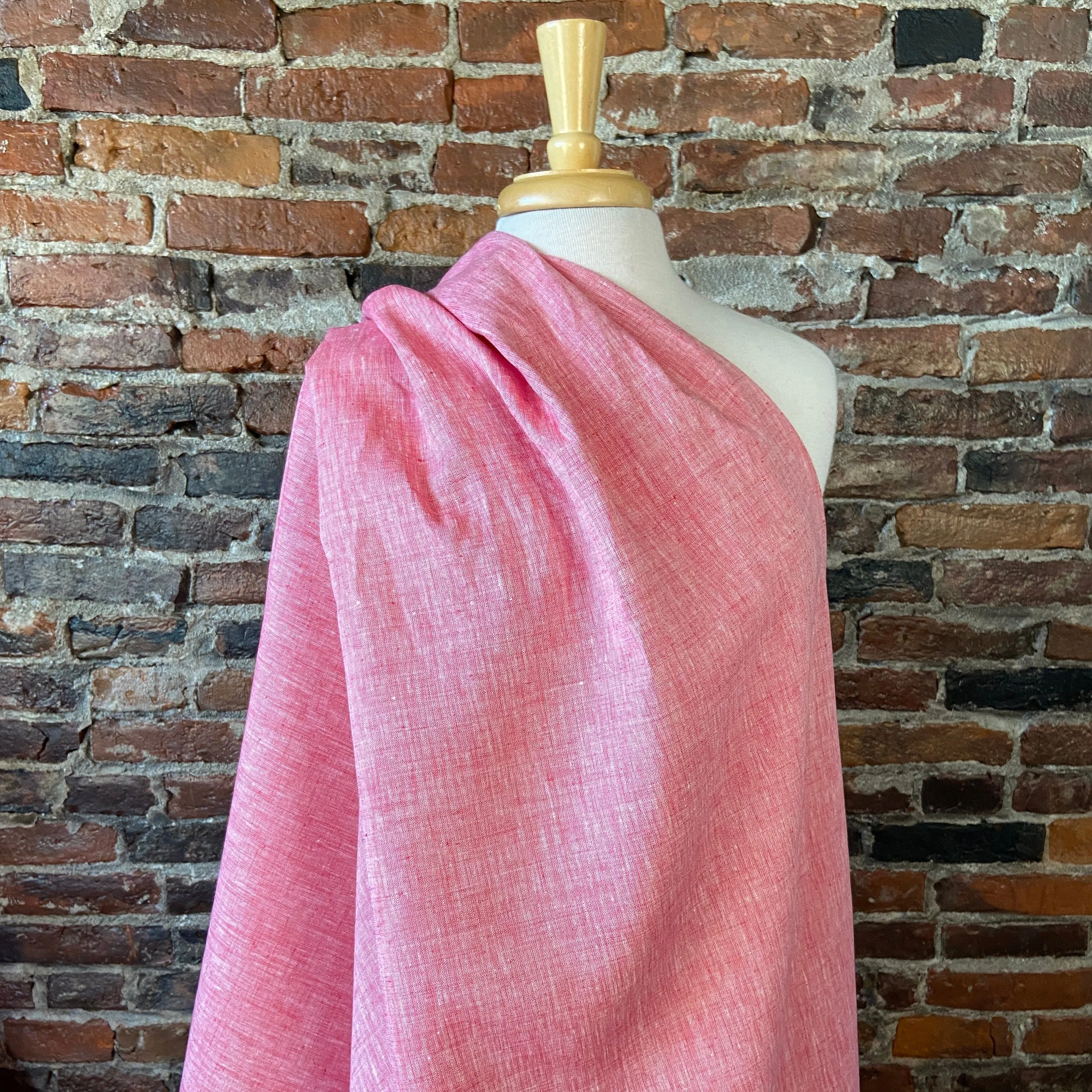 100% Yarn Dyed Linen in Strawberries and Cream