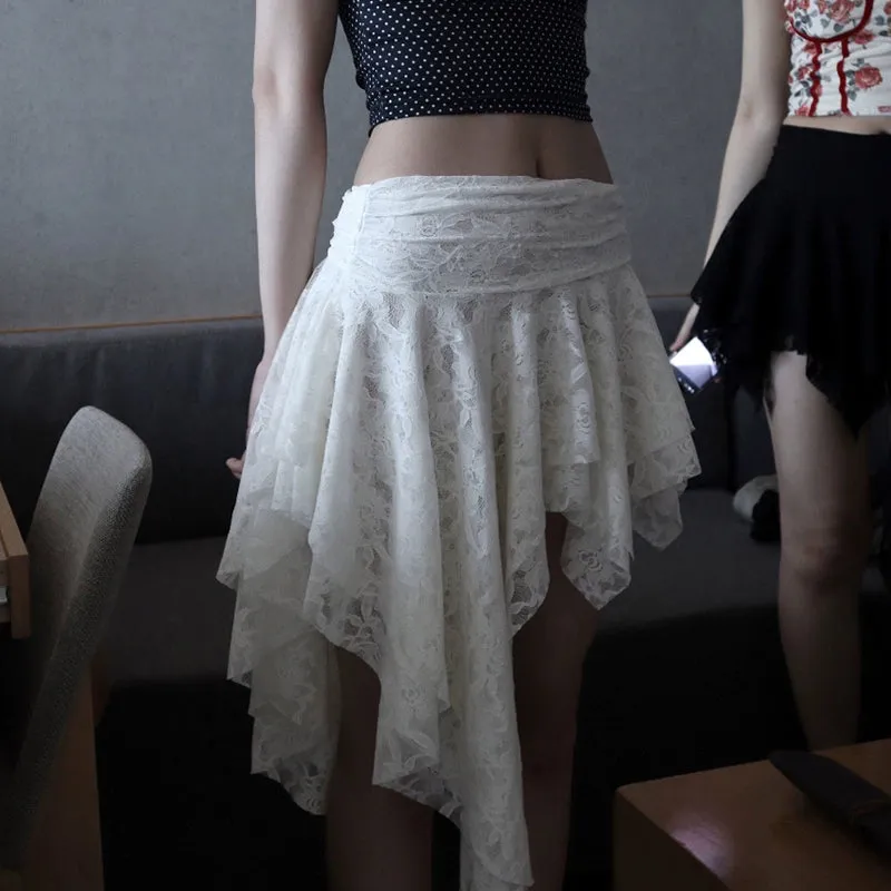 Aviyana Irregular Lace Mini Skirt