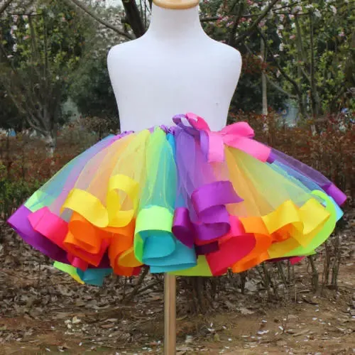 Baby Girl Rainbow Ballet Dance Tutu Skirt