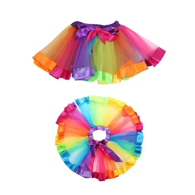 Baby Girl Rainbow Ballet Dance Tutu Skirt