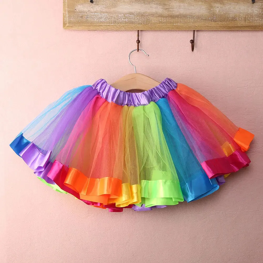 Baby Girl Rainbow Ballet Dance Tutu Skirt