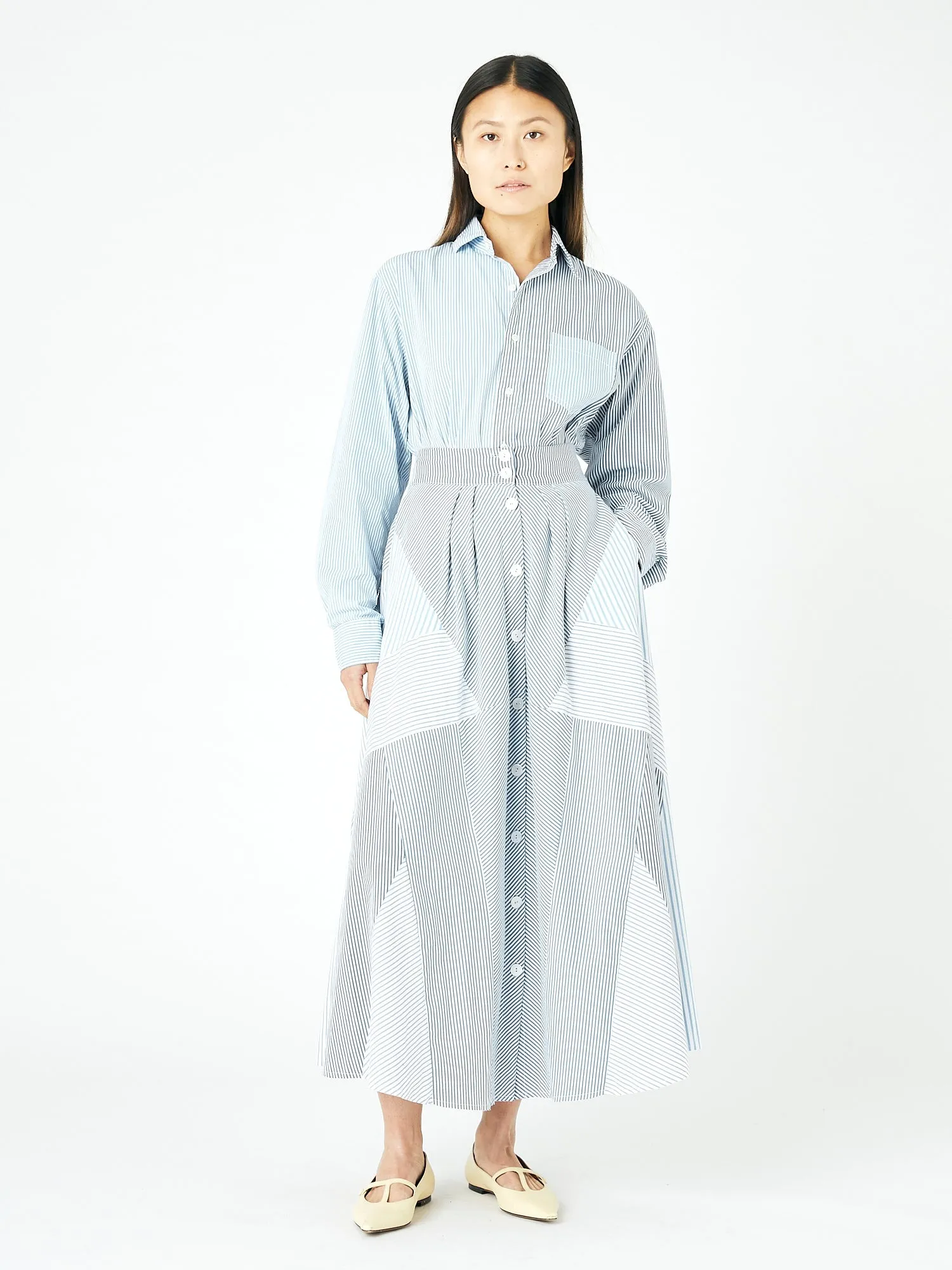 Bailey Skirt Stripe Cotton Poplin Light Blue