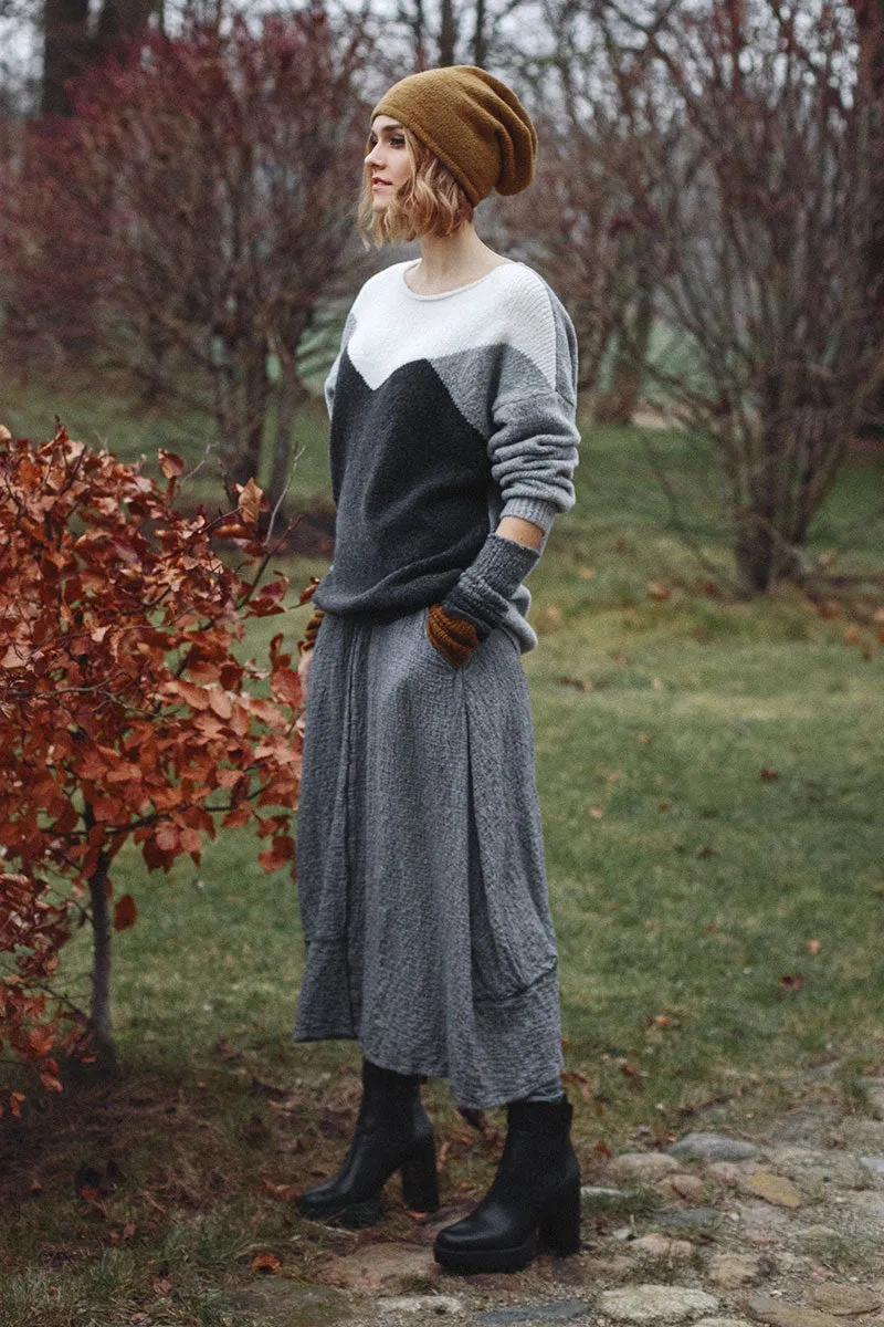 Balloon Grey Wool Skirt