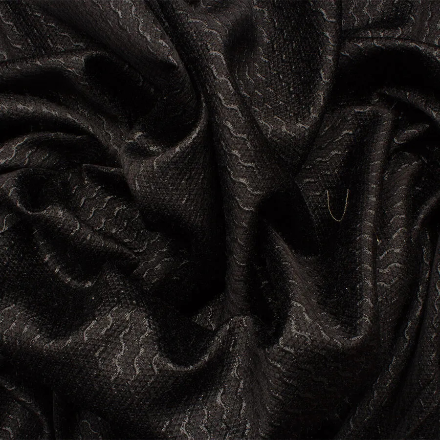 Black Metallic 'Wave' Brocade