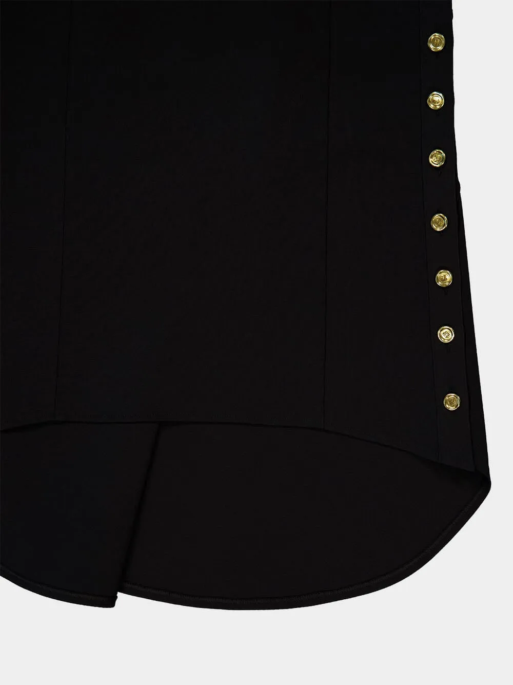 Black Punto Milano Skirt with Buttons