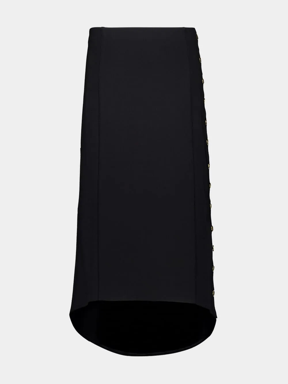 Black Punto Milano Skirt with Buttons