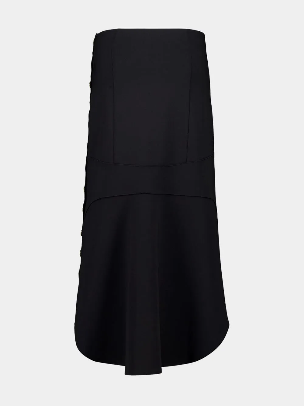 Black Punto Milano Skirt with Buttons