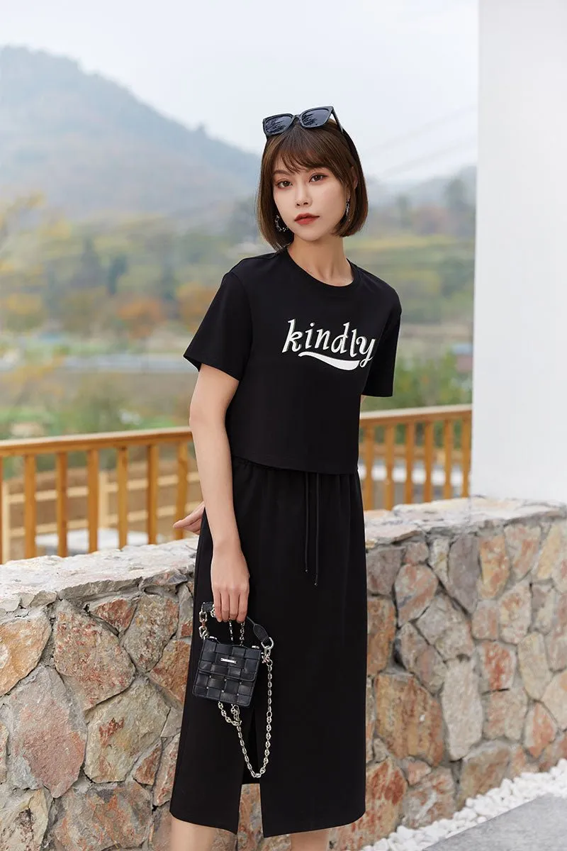 Black Retro Slit Long Skirt