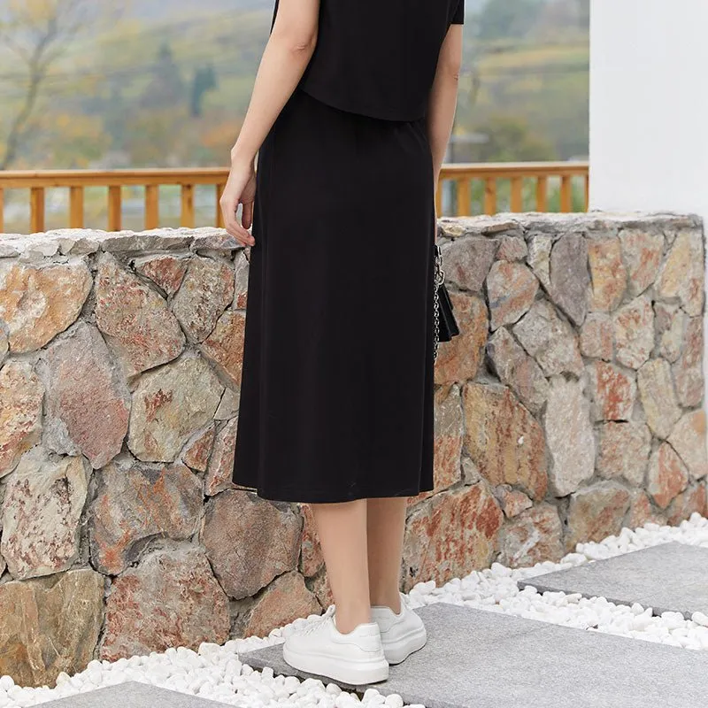 Black Retro Slit Long Skirt