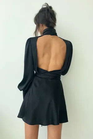 Black Satin Flowy Skirt