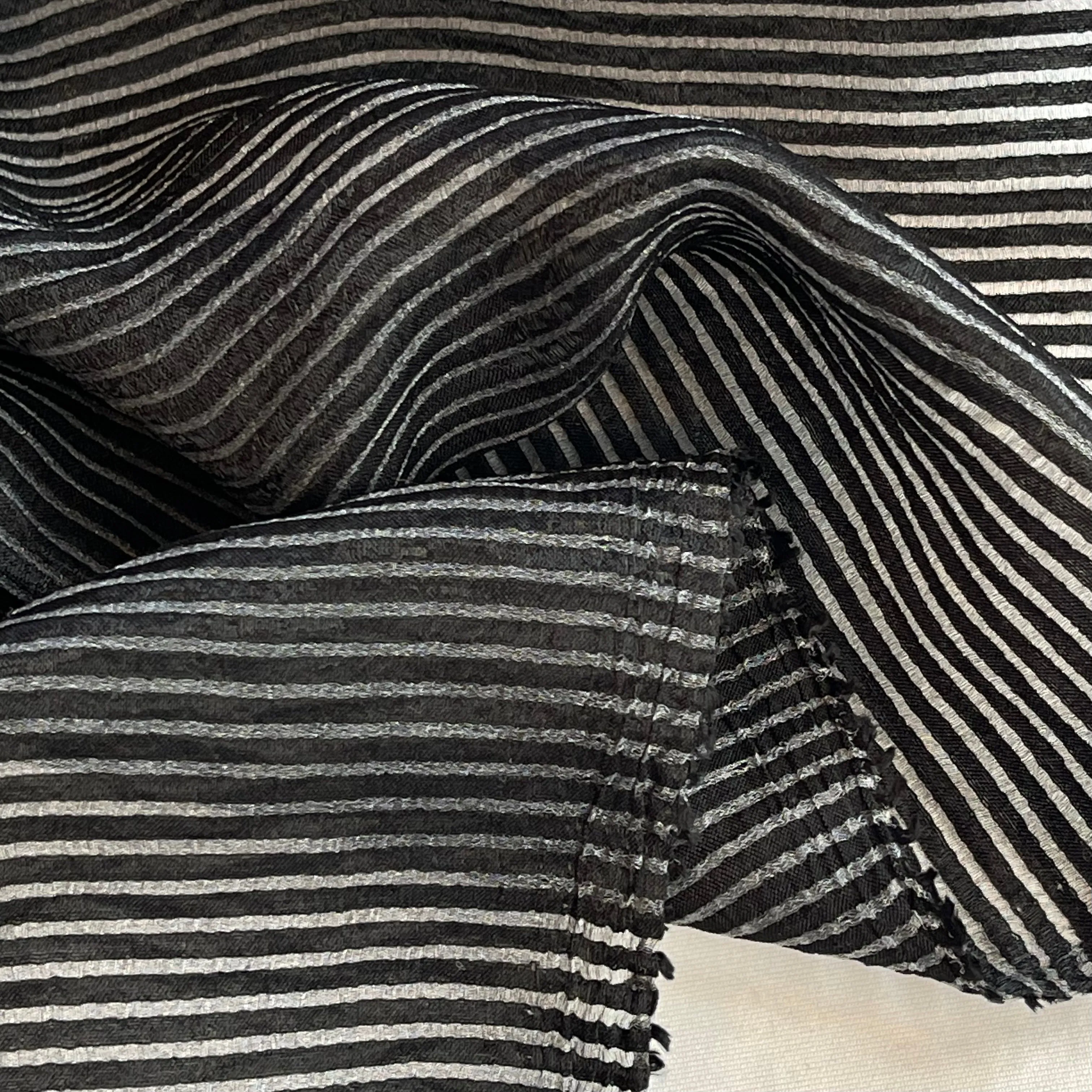 Black Stripes Cotton Blend Voile