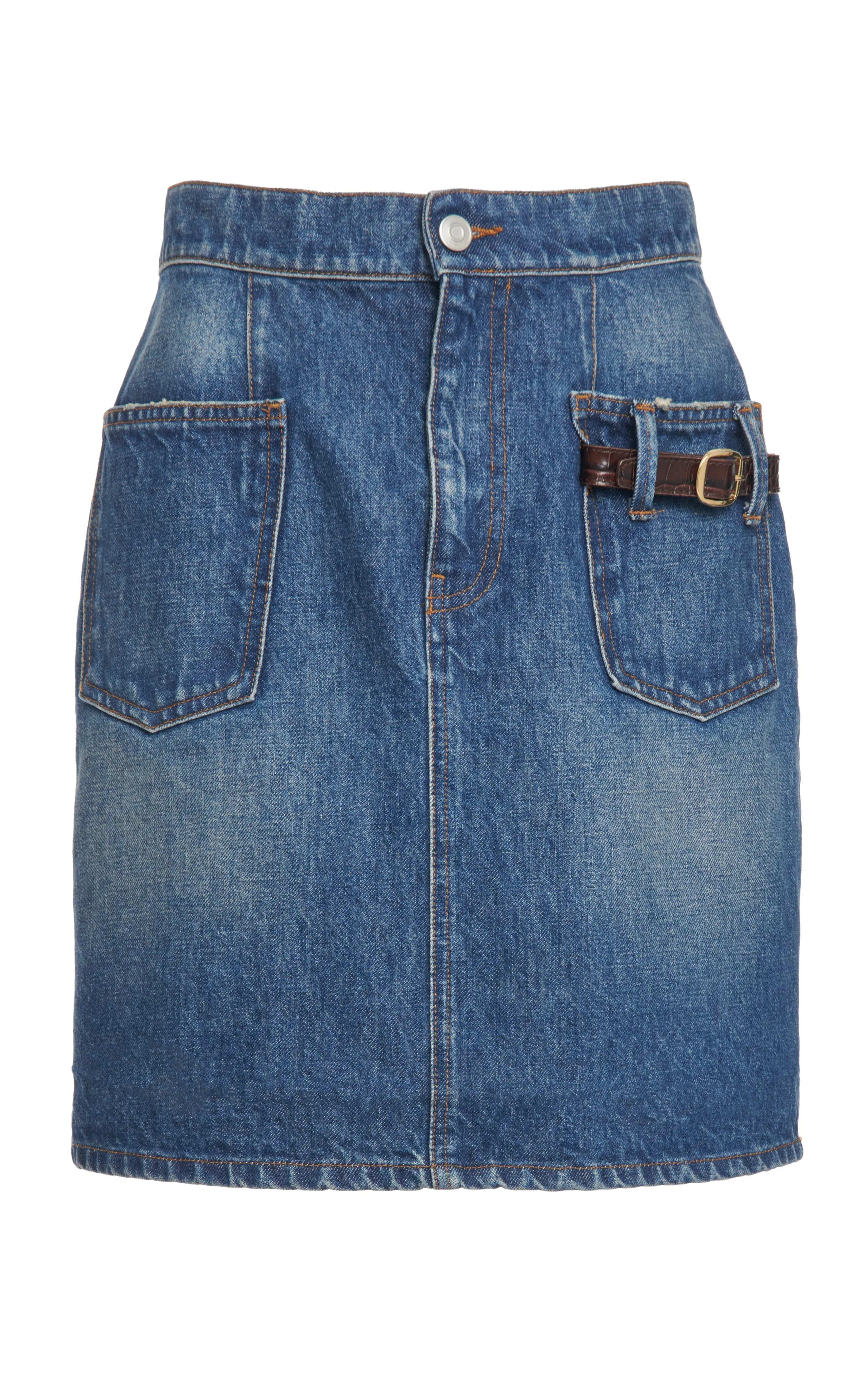 COPJ54252 Buckle detail denim skirt