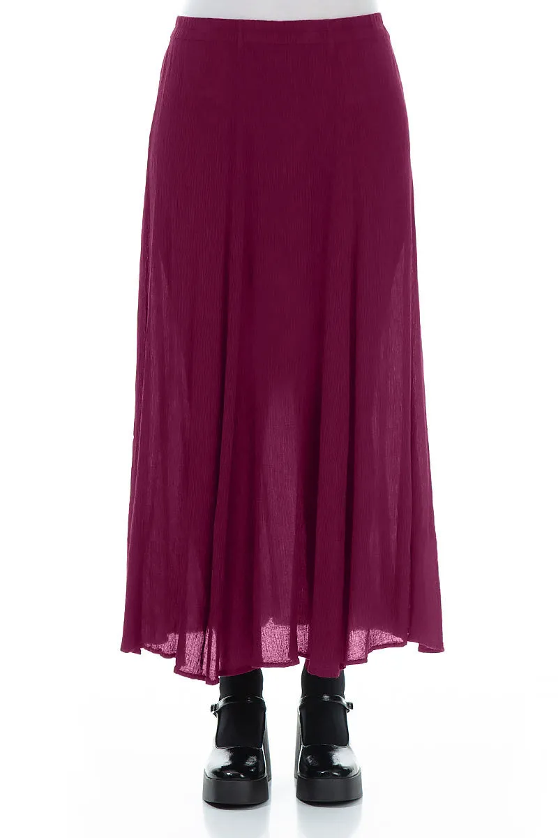 Crinkled Magenta Silk Viscose Maxi Skirt