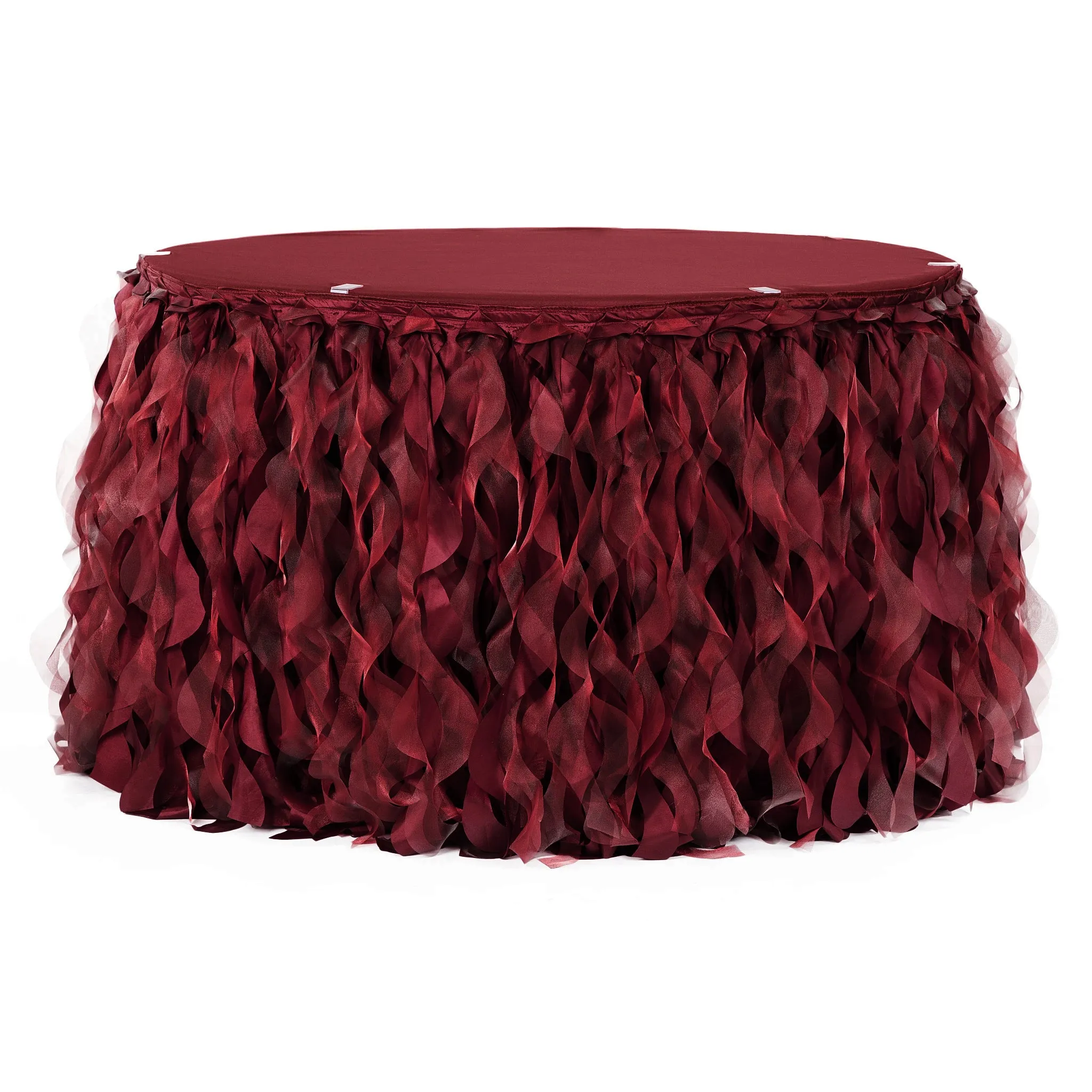 Curly Willow 17ft Table Skirt - Burgundy