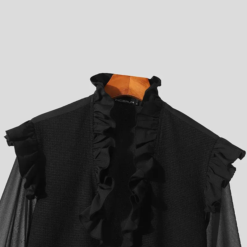 Elegant Noir Ruffle Blouse