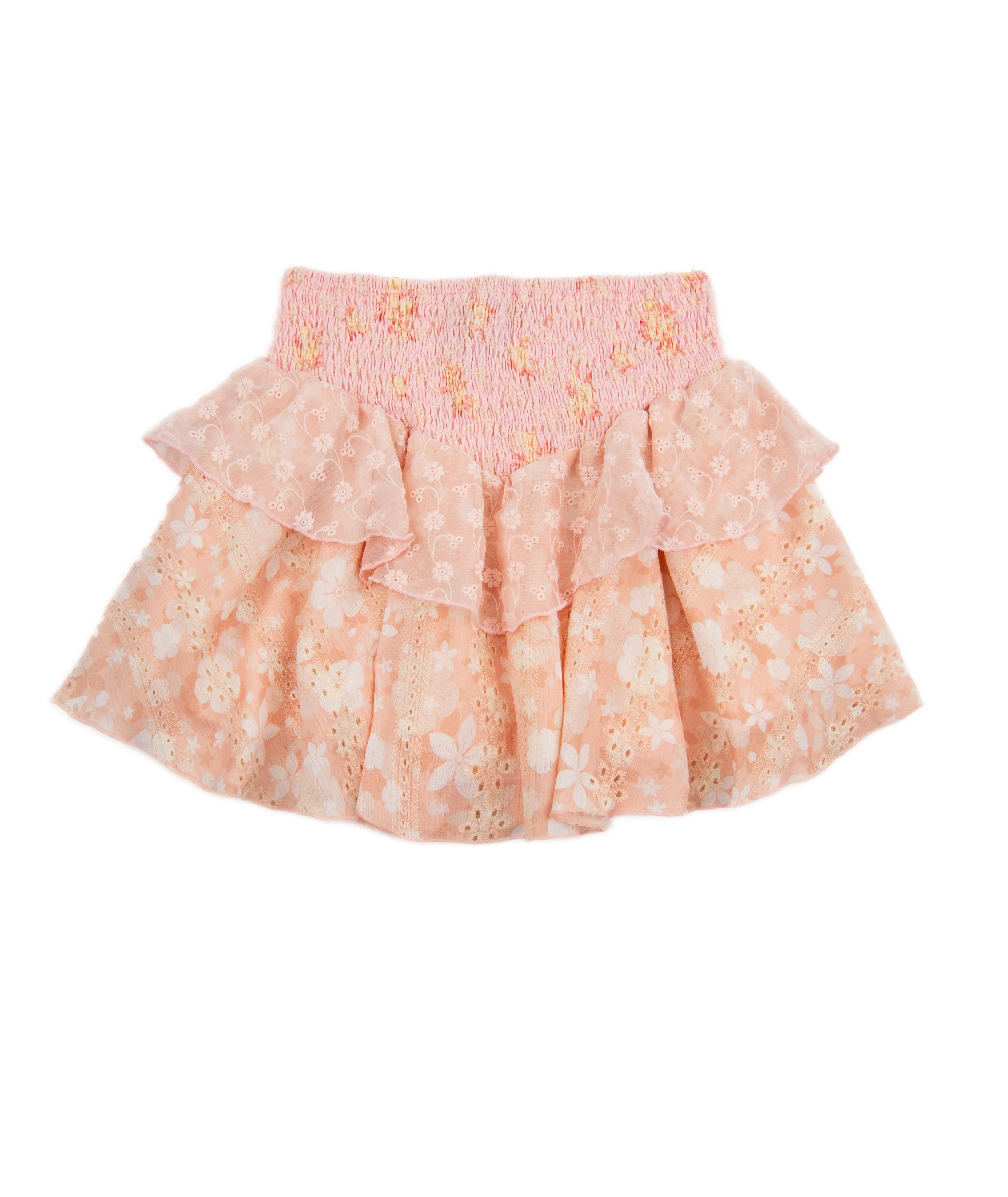 FBZ Girls Peach Floral Smock Skirt