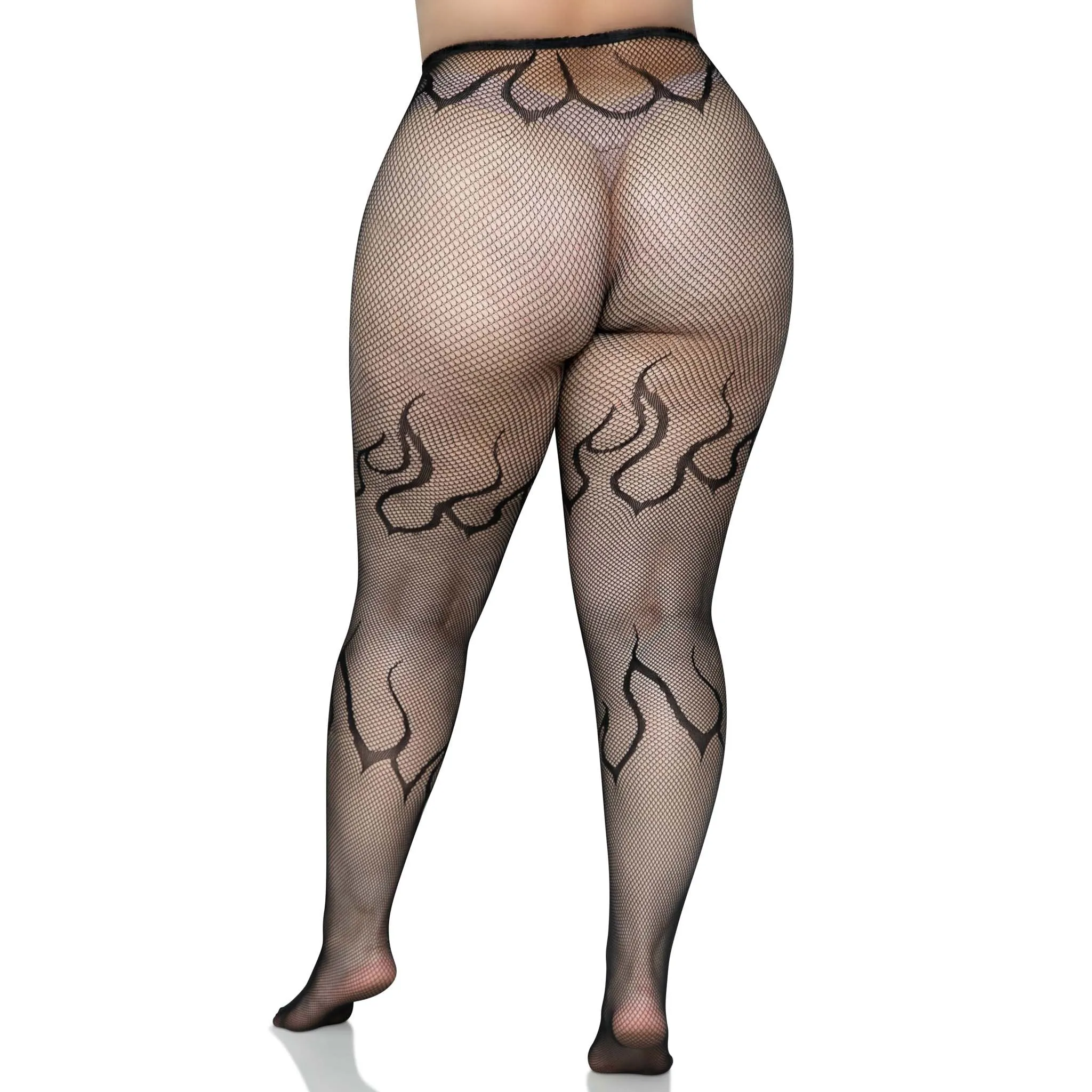 Flame Net Tights - 1x/2x - Black