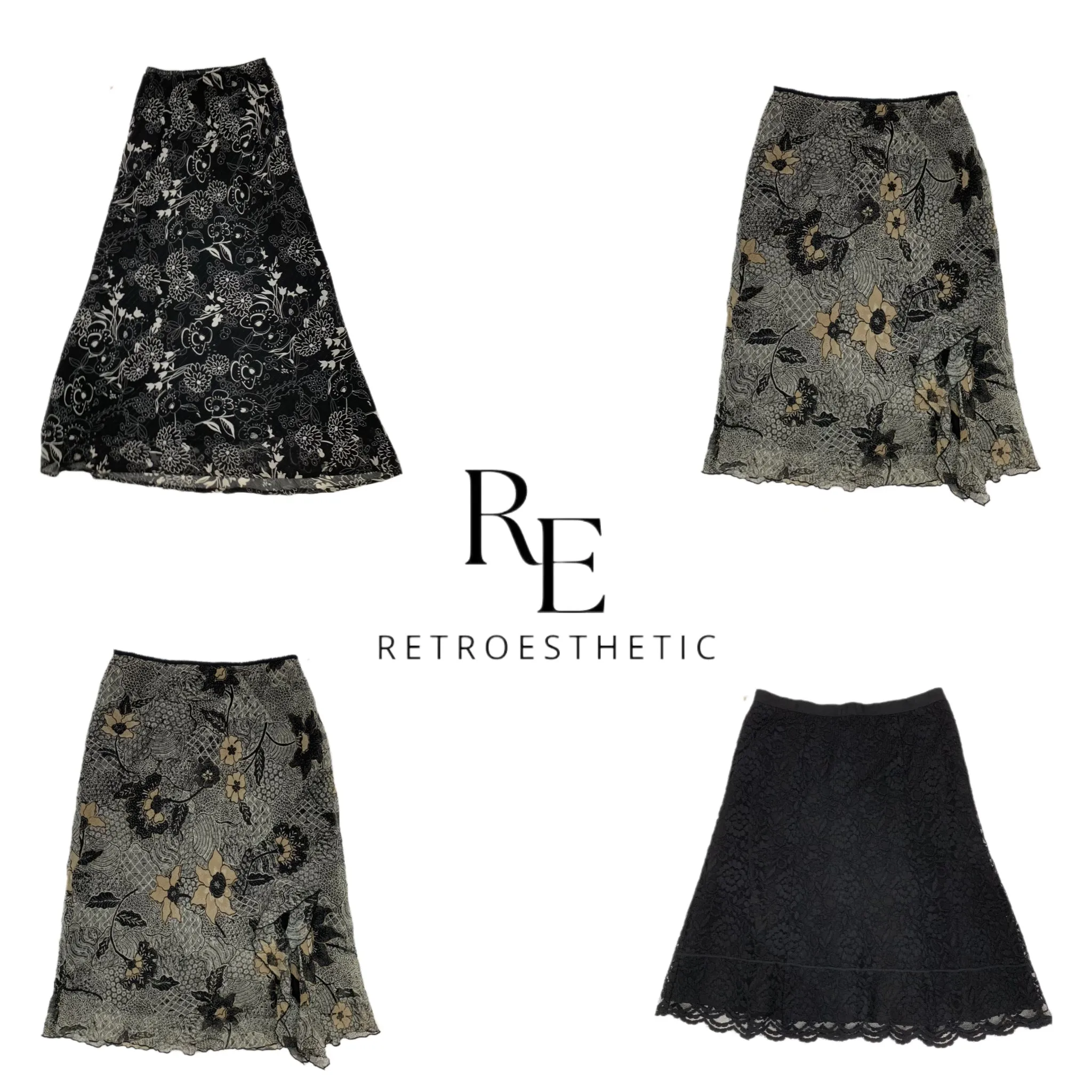 Gothic floral Y2K summer skirts (SR-392)