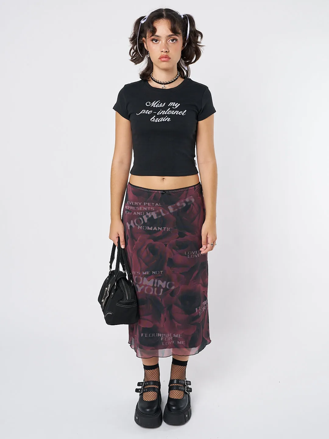 Hopeless Romantic Rose Mesh Midi Skirt