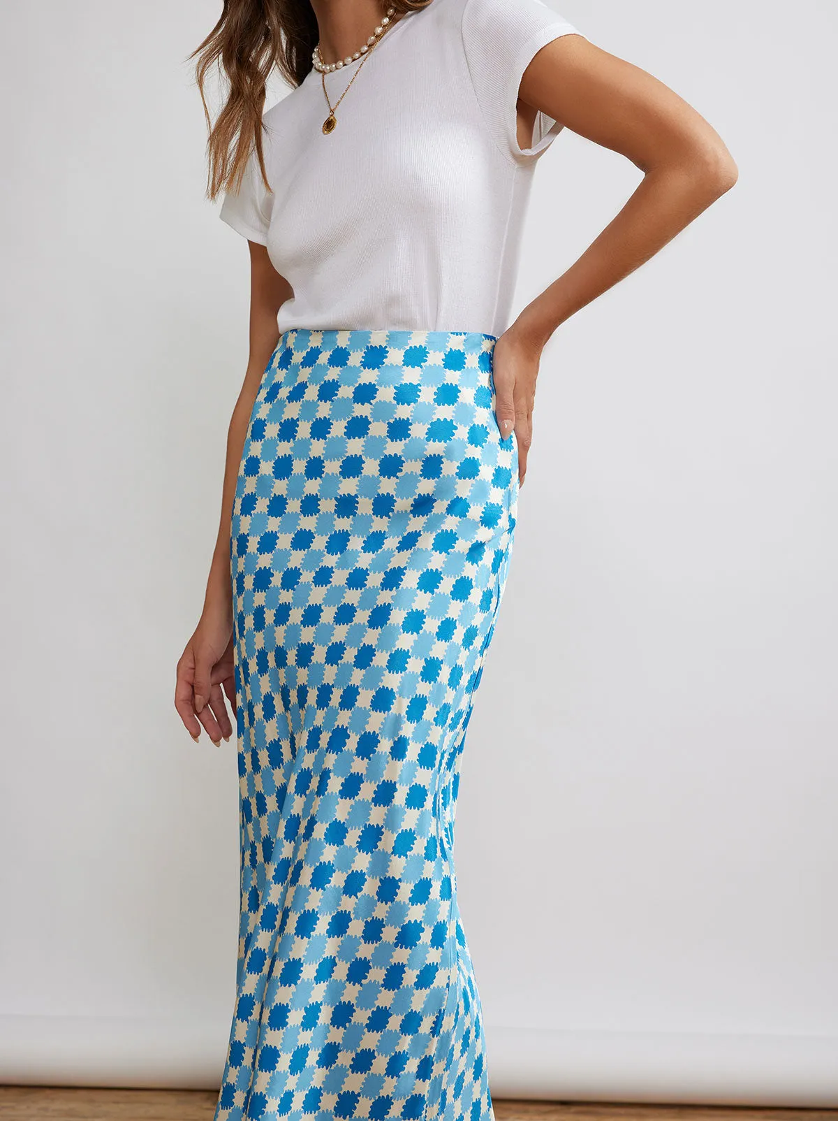 Layla Blue Picnic Check Skirt