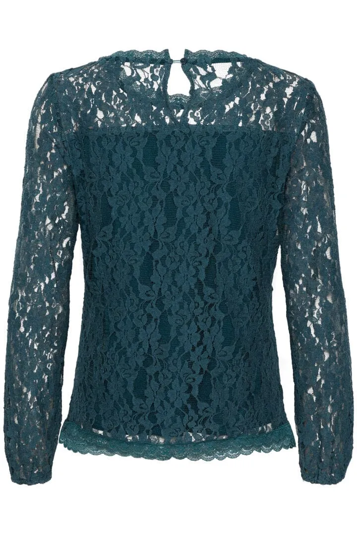 LINED TEAL BLUE LACE TOP