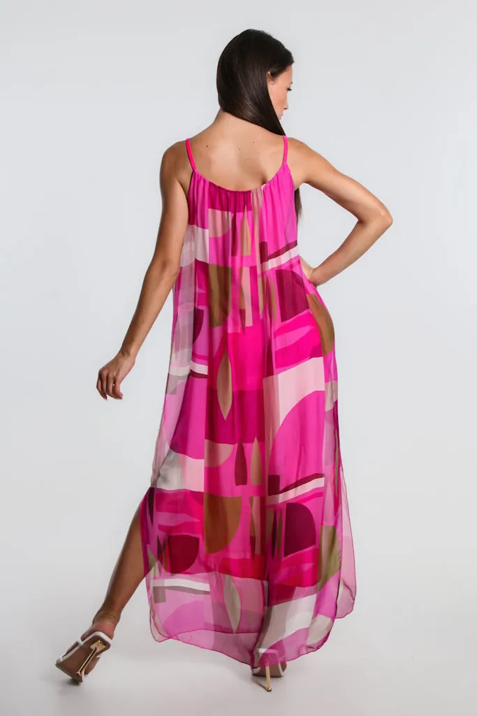 Marla Funky Geo Silk Maxi Dress (DT222F)