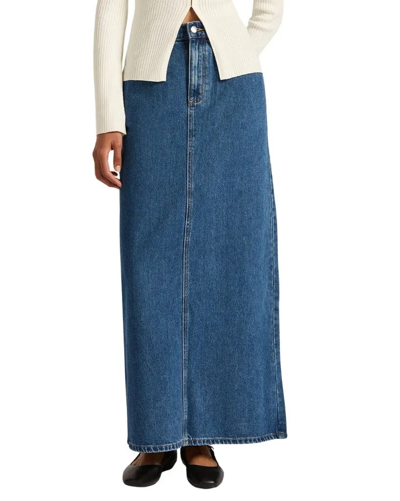 Organic Denim Maxi Skirt