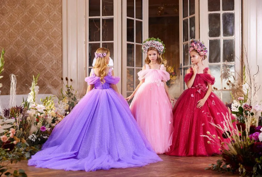 Pink and Lavender Tulle Ball Gowns