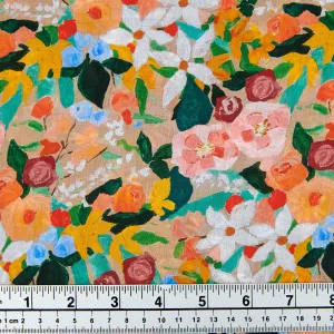 Printed Cotton Voile Fabric, Multi Flowers - Width 140cm