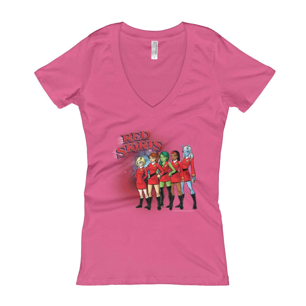 Red Skirts Security Team Fitted V-Neck T-Shirt