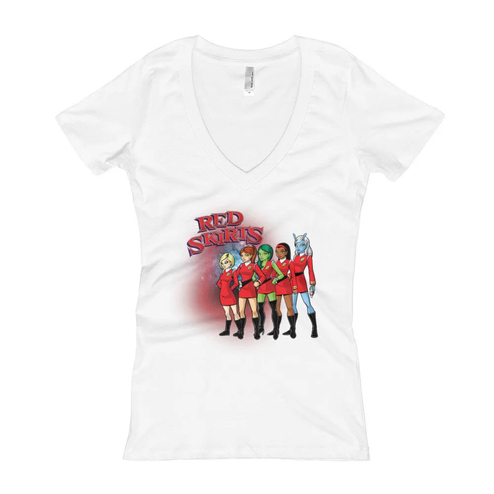 Red Skirts Security Team Fitted V-Neck T-Shirt