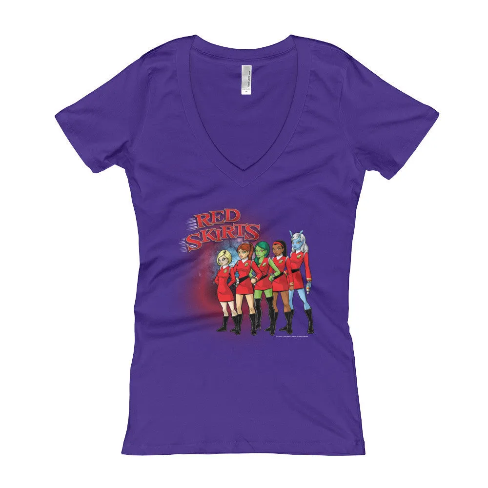 Red Skirts Security Team Fitted V-Neck T-Shirt