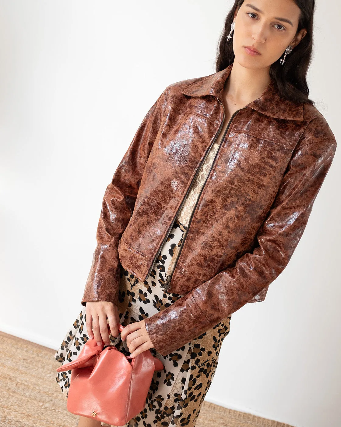 Rowan Jacket Faux Leather Brown