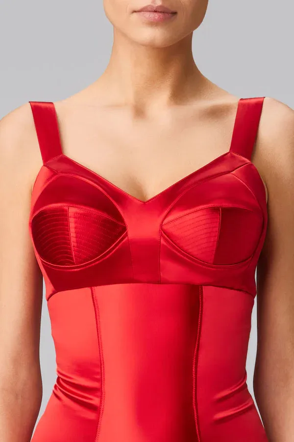 Sculpt Satin Bodysuit In Red - Murmur