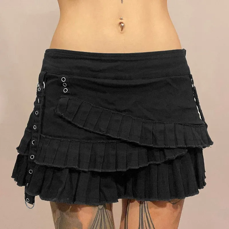 Women's Low Denim Short Skirts with Pockets