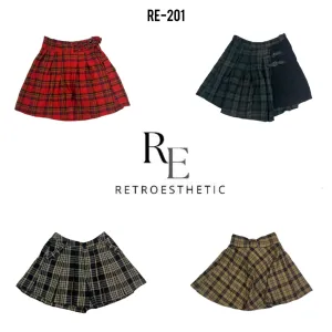 Y2K Tartan Plated Skirts (RE-201)