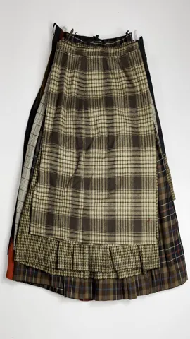 Y2K Wool Checkered Long Skirts (RE-043)